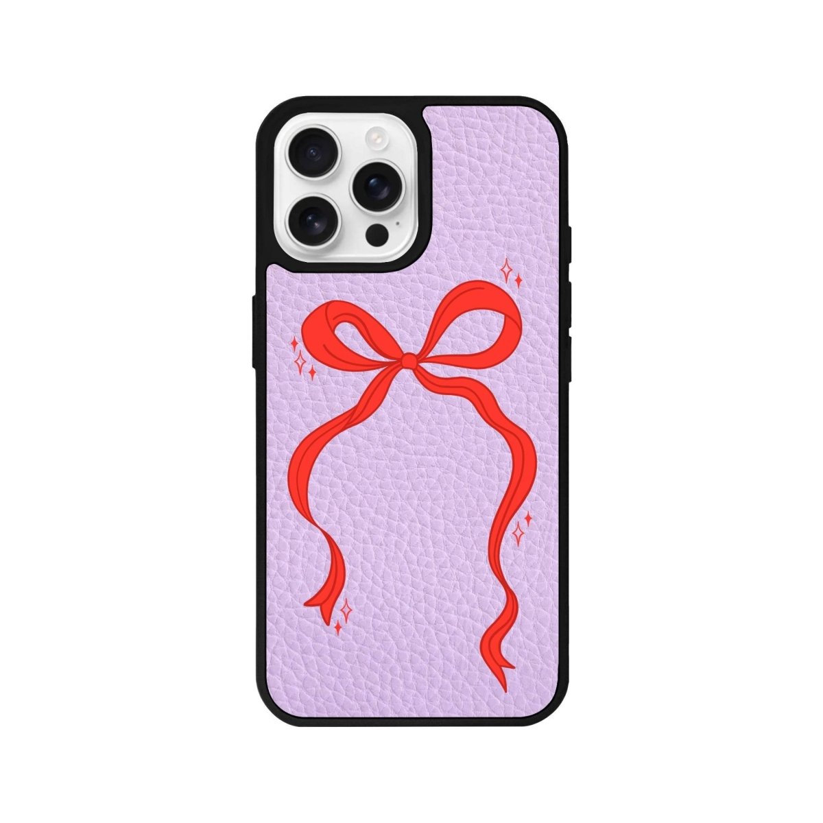 iPhone 16 Pro Red Bow Leather Vegan Deri Telefon Kılıfı - SUMTHINCS
