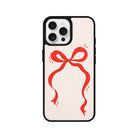 iPhone 16 Pro Red Bow Leather Vegan Deri Telefon Kılıfı - SUMTHINCS