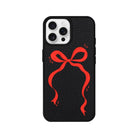 iPhone 16 Pro Red Bow Leather Vegan Deri Telefon Kılıfı - SUMTHINCS