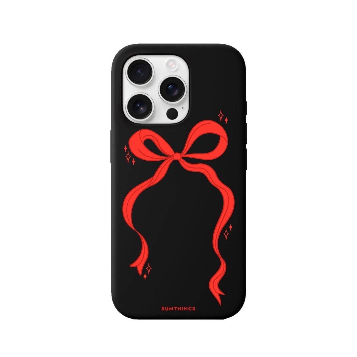 iPhone 16 Pro Red Bow Premium Telefon Kılıfı Siyah - SUMTHINCS
