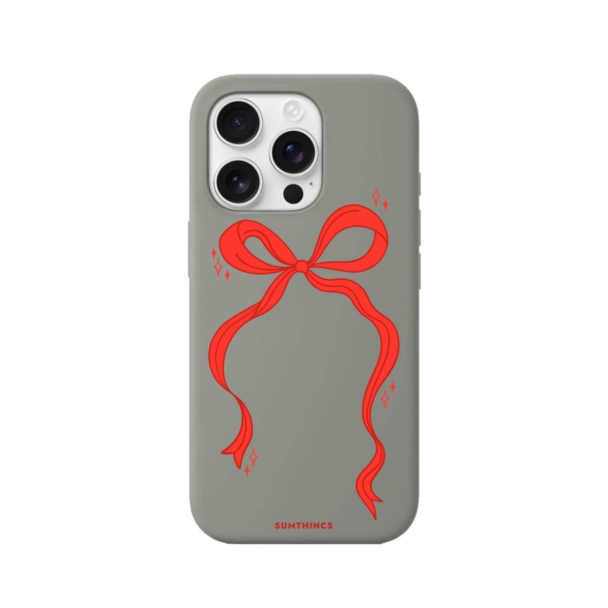 iPhone 16 Pro Red Bow Premium Telefon Kılıfı Gri - SUMTHINCS