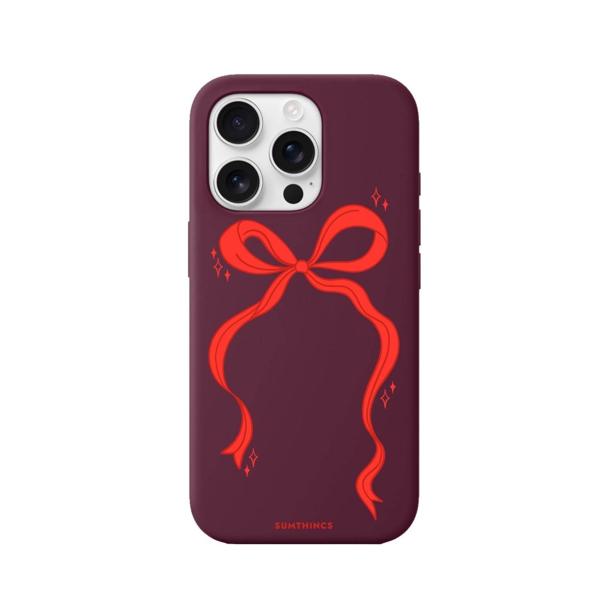 iPhone 16 Pro Red Bow Premium Telefon Kılıfı Bordo - SUMTHINCS
