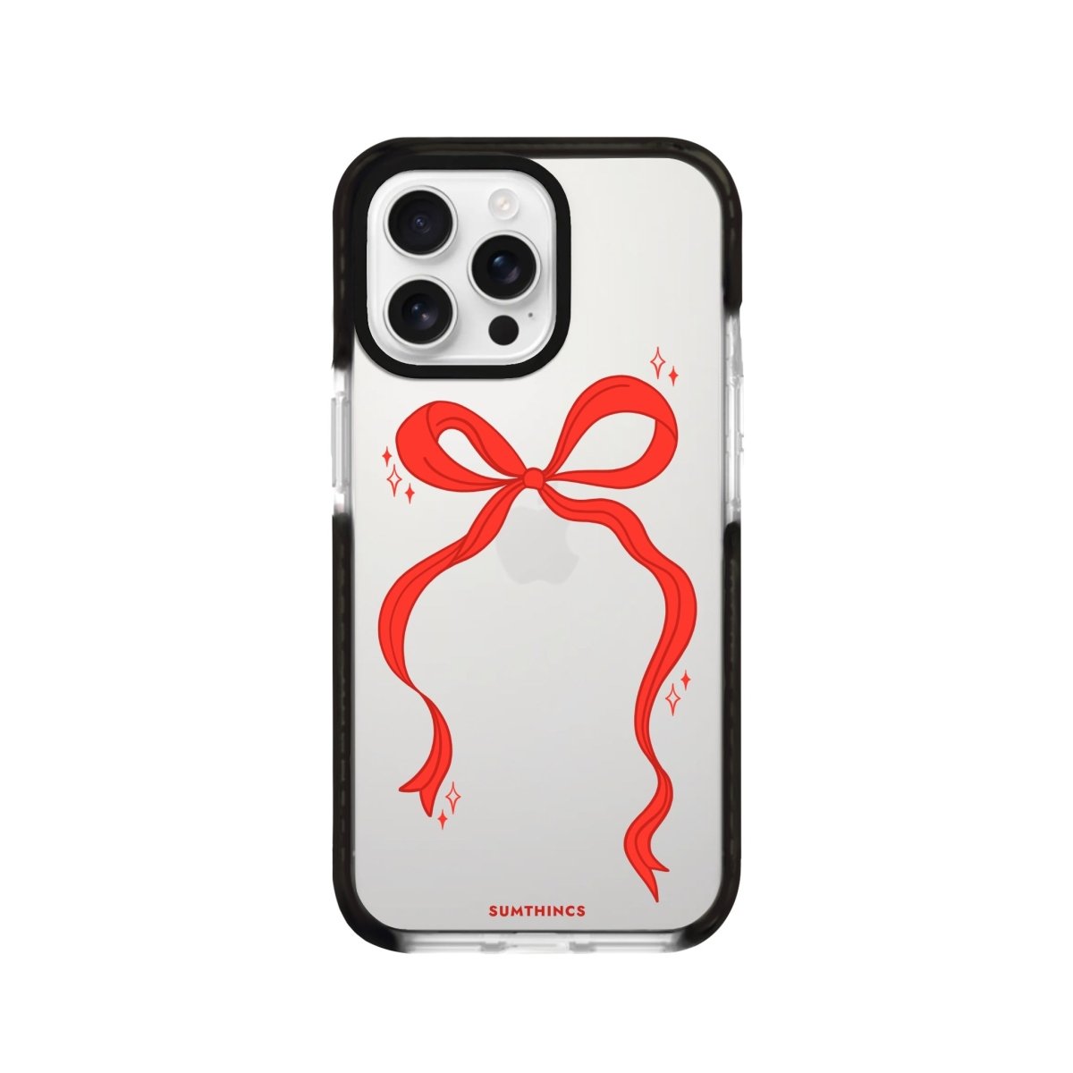 iPhone 16 Pro Red Bow Procase Şeffaf Telefon Kılıfı Siyah Şeffaf - SUMTHINCS