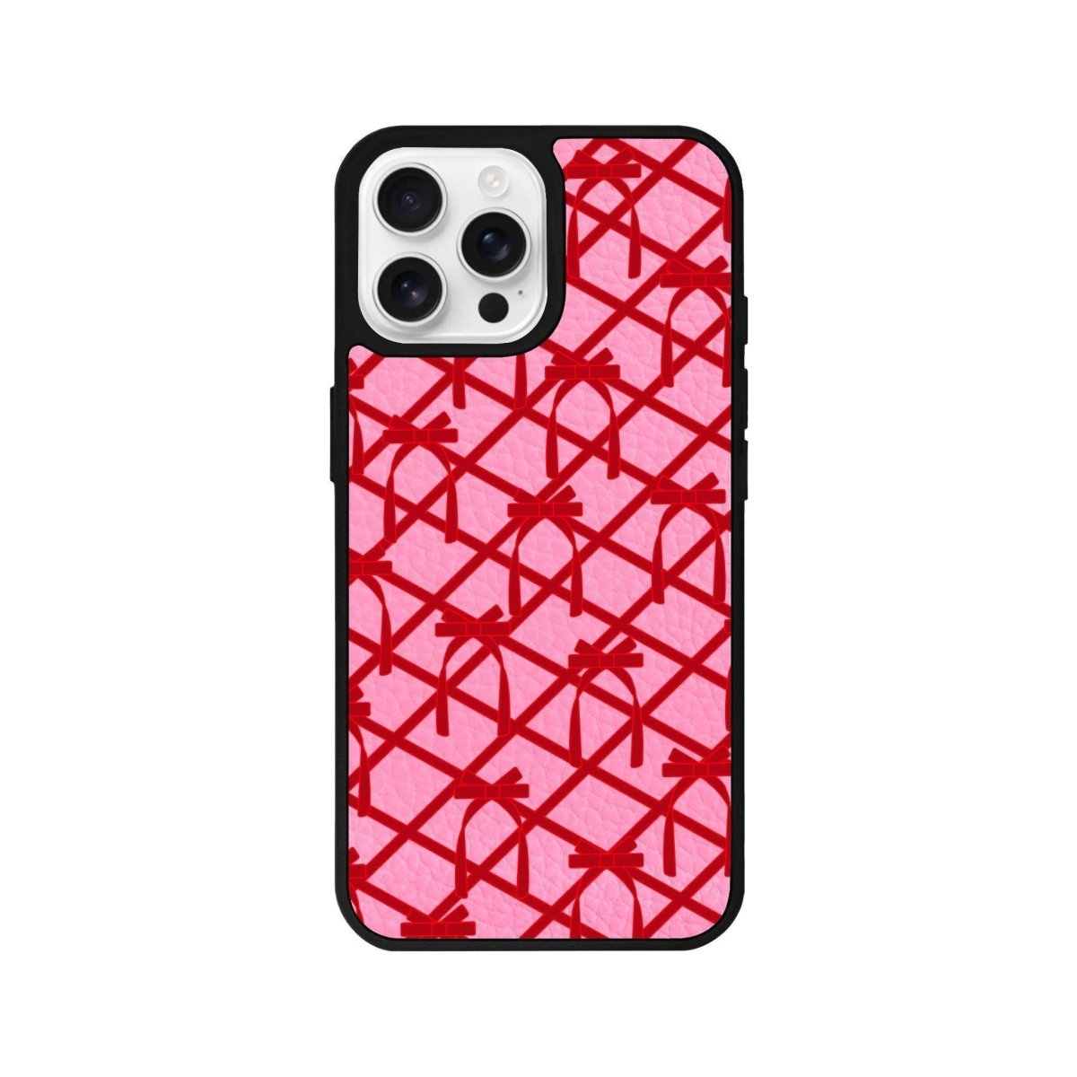 iPhone 16 Pro Ribbon Grid Leather Vegan Deri Telefon Kılıfı - SUMTHINCS