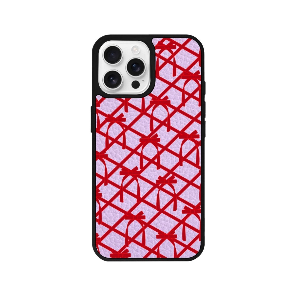 iPhone 16 Pro Ribbon Grid Leather Vegan Deri Telefon Kılıfı - SUMTHINCS