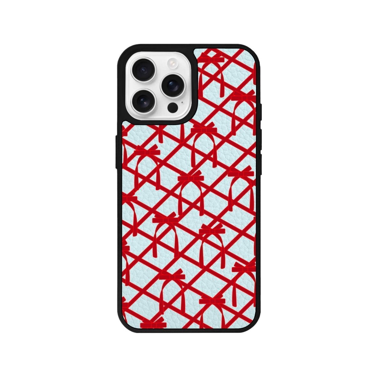 iPhone 16 Pro Ribbon Grid Leather Vegan Deri Telefon Kılıfı - SUMTHINCS