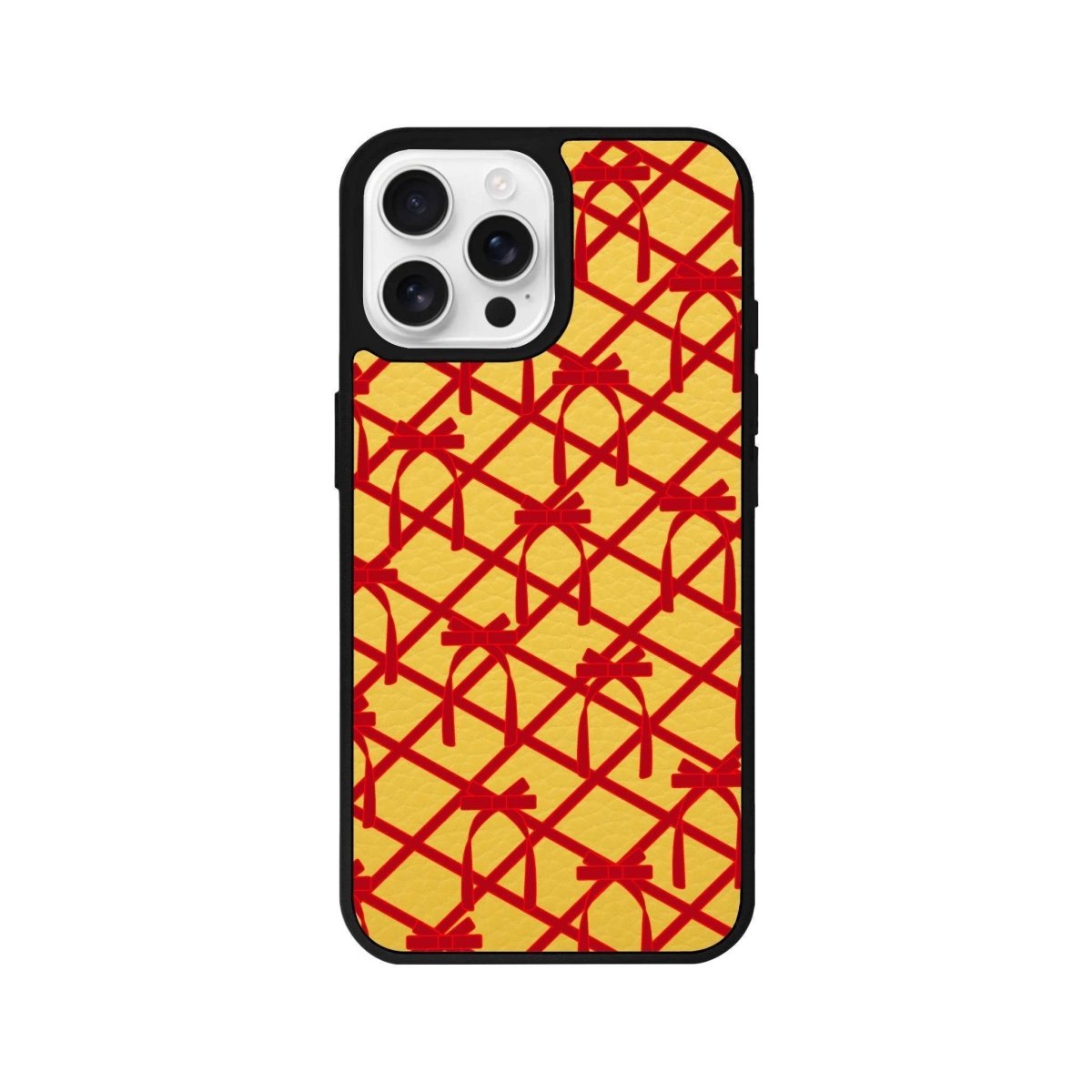 iPhone 16 Pro Ribbon Grid Leather Vegan Deri Telefon Kılıfı - SUMTHINCS