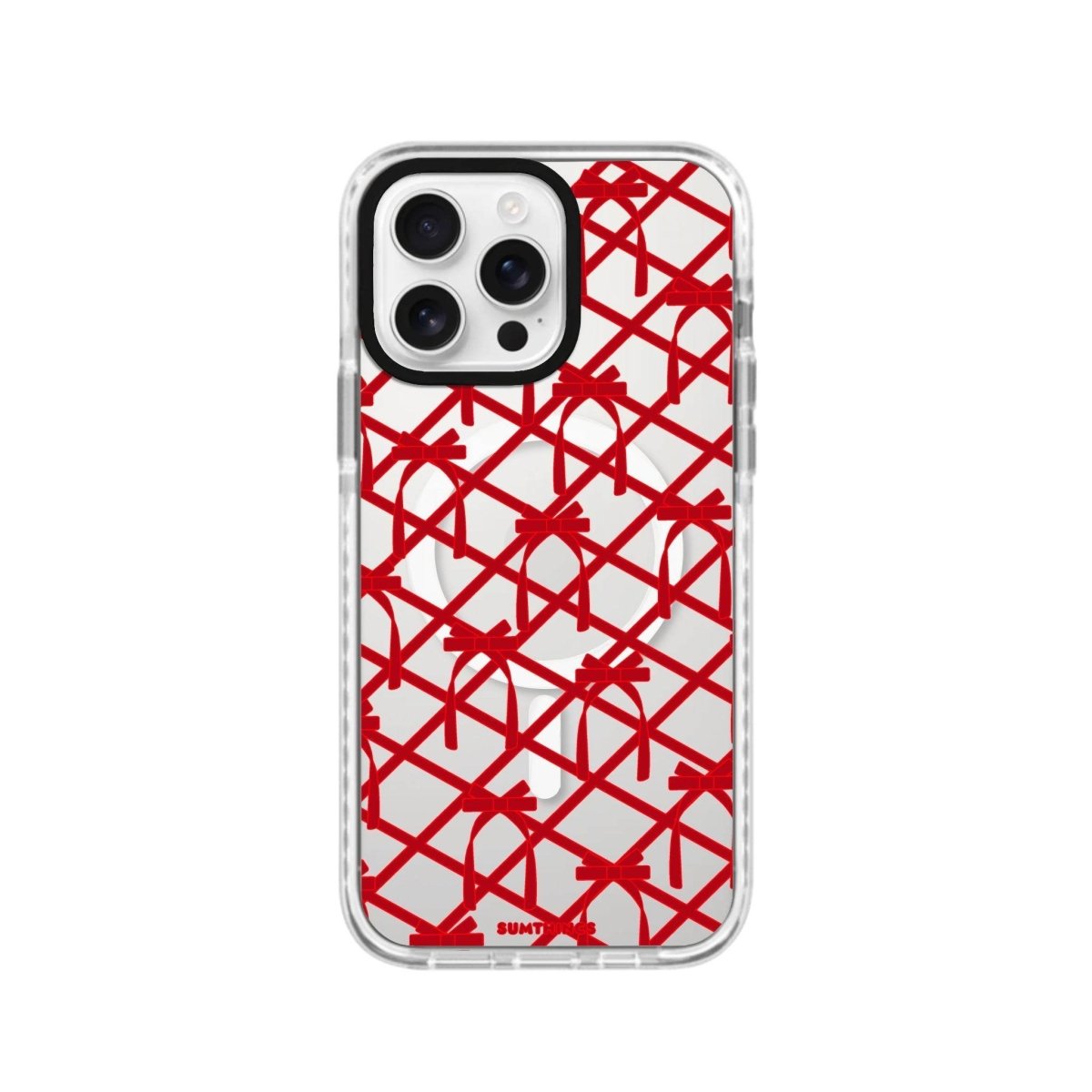 iPhone 16 Pro Ribbon Grid Magsafe Procase Şeffaf Telefon Kılıfı Beyaz Şeffaf - SUMTHINCS