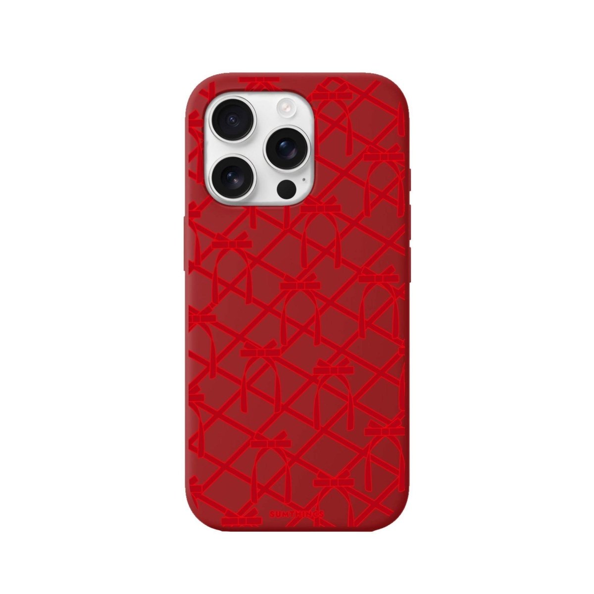 iPhone 16 Pro Ribbon Grid Premium Telefon Kılıfı Kırmızı - SUMTHINCS