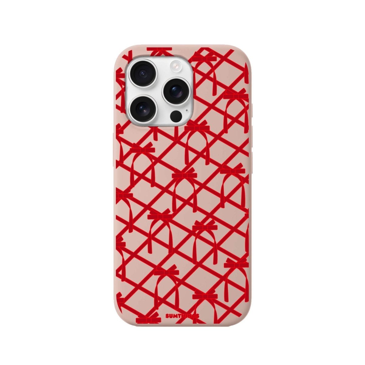 iPhone 16 Pro Ribbon Grid Premium Telefon Kılıfı Bej - SUMTHINCS