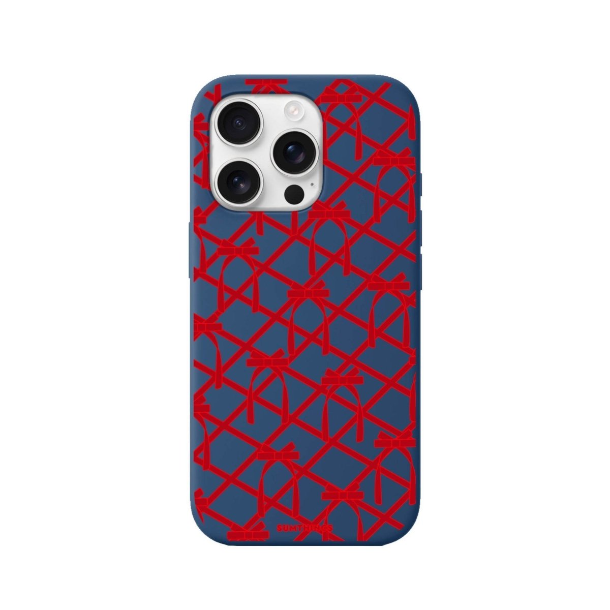 iPhone 16 Pro Ribbon Grid Premium Telefon Kılıfı Pasifik Mavi - SUMTHINCS