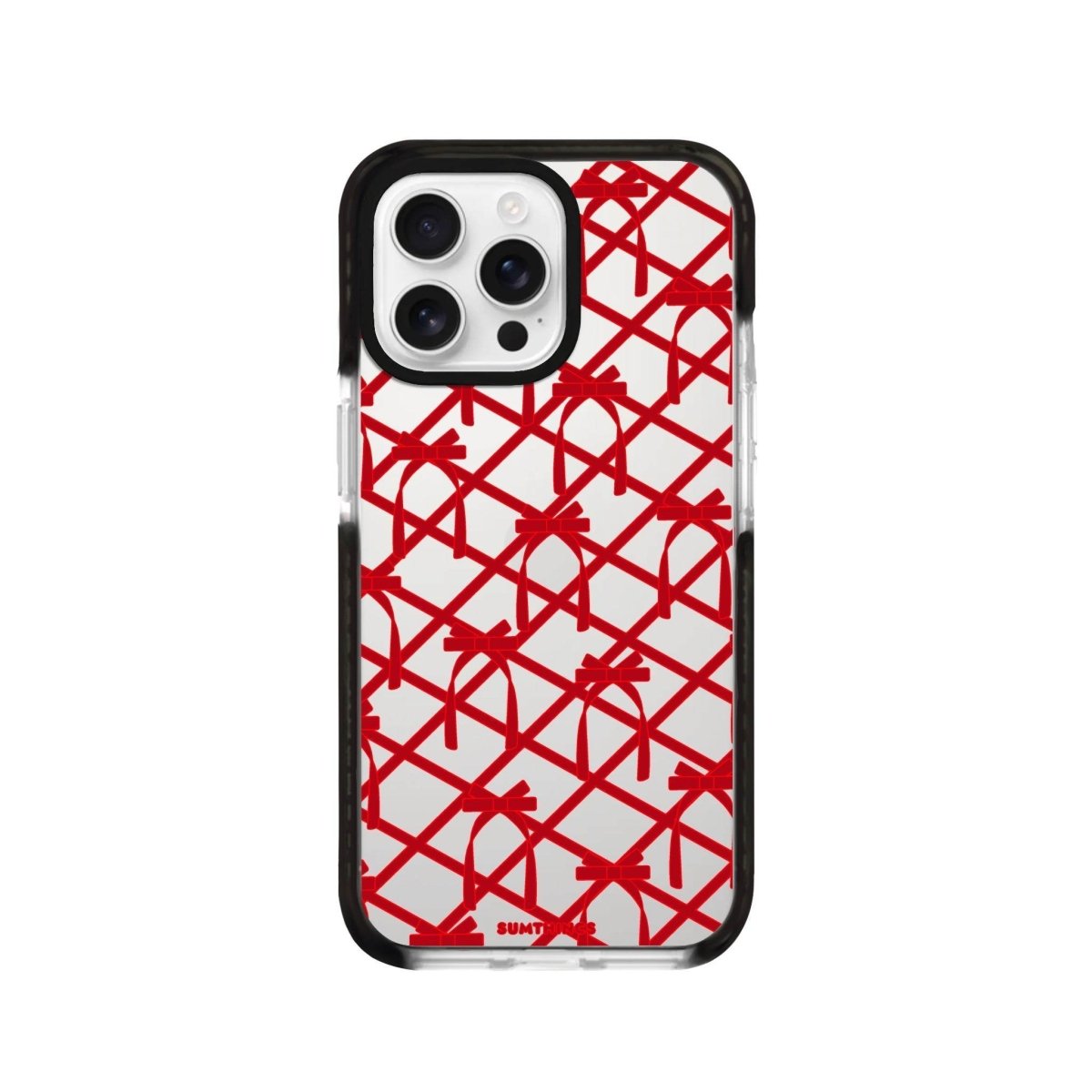 iPhone 16 Pro Ribbon Grid Procase Şeffaf Telefon Kılıfı Siyah Şeffaf - SUMTHINCS