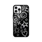 iPhone 16 Pro Silver Doodles Glossy Cam Telefon Kılıfı - SUMTHINCS