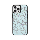 iPhone 16 Pro Silver Doodles Leather Vegan Deri Telefon Kılıfı - SUMTHINCS