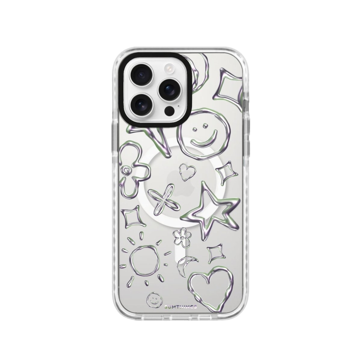 iPhone 16 Pro Silver Doodles Magsafe Procase Şeffaf Telefon Kılıfı Beyaz Şeffaf - SUMTHINCS