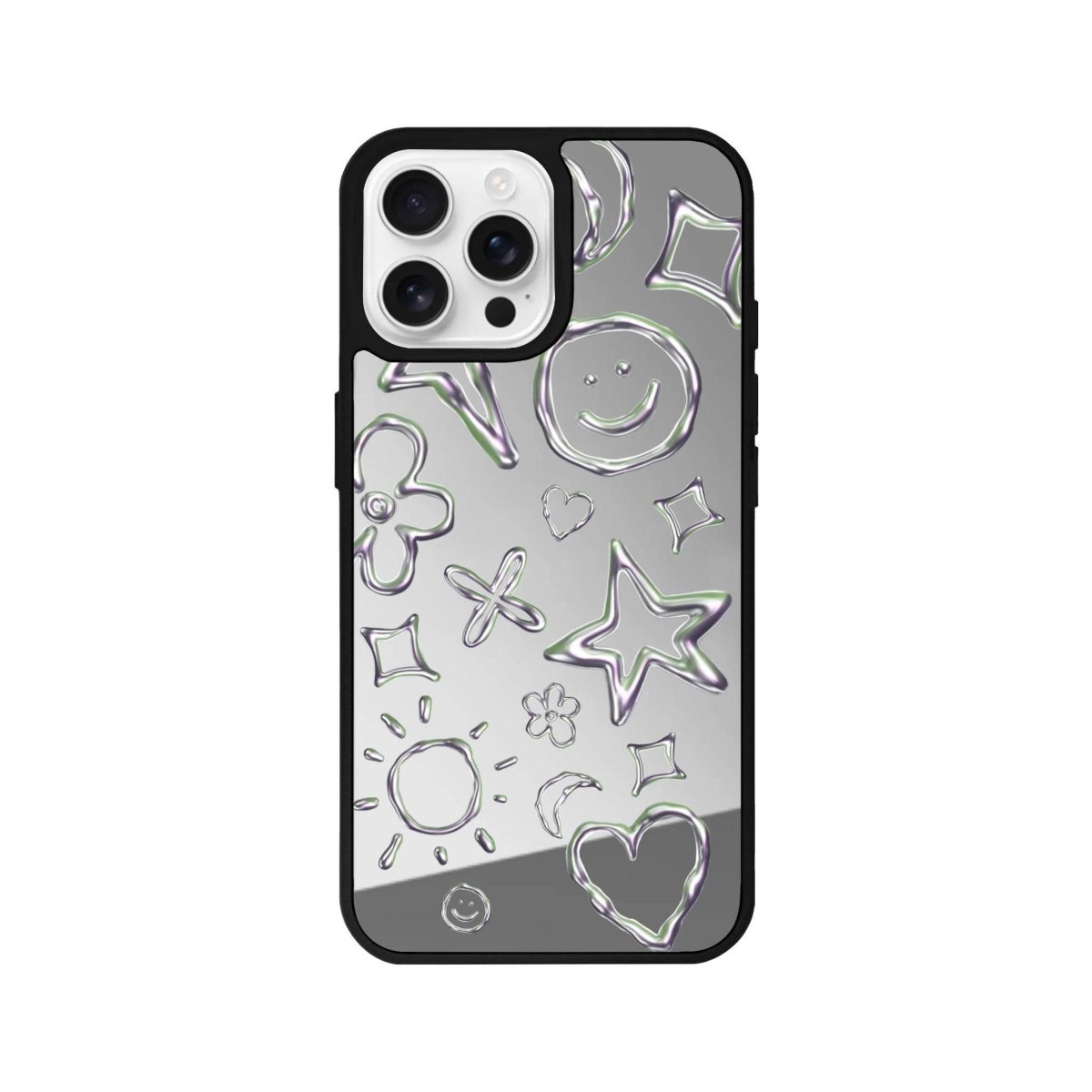 iPhone 16 Pro Silver Doodles Mirror Aynalı Telefon Kılıfı Gümüş - SUMTHINCS