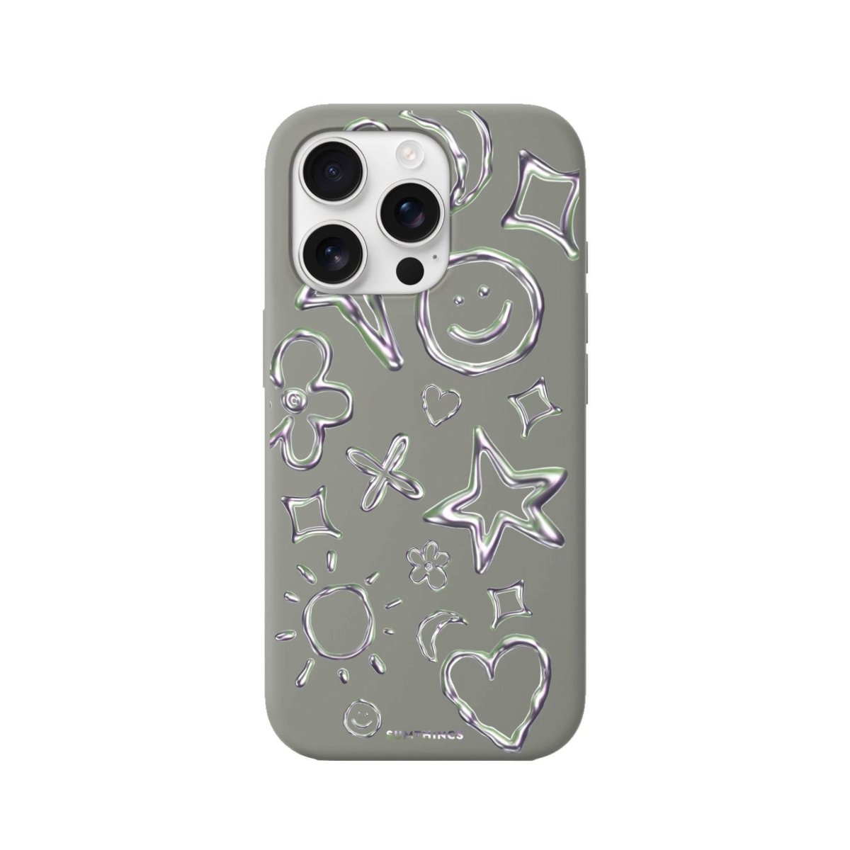 iPhone 16 Pro Silver Doodles Premium Telefon Kılıfı Gri - SUMTHINCS