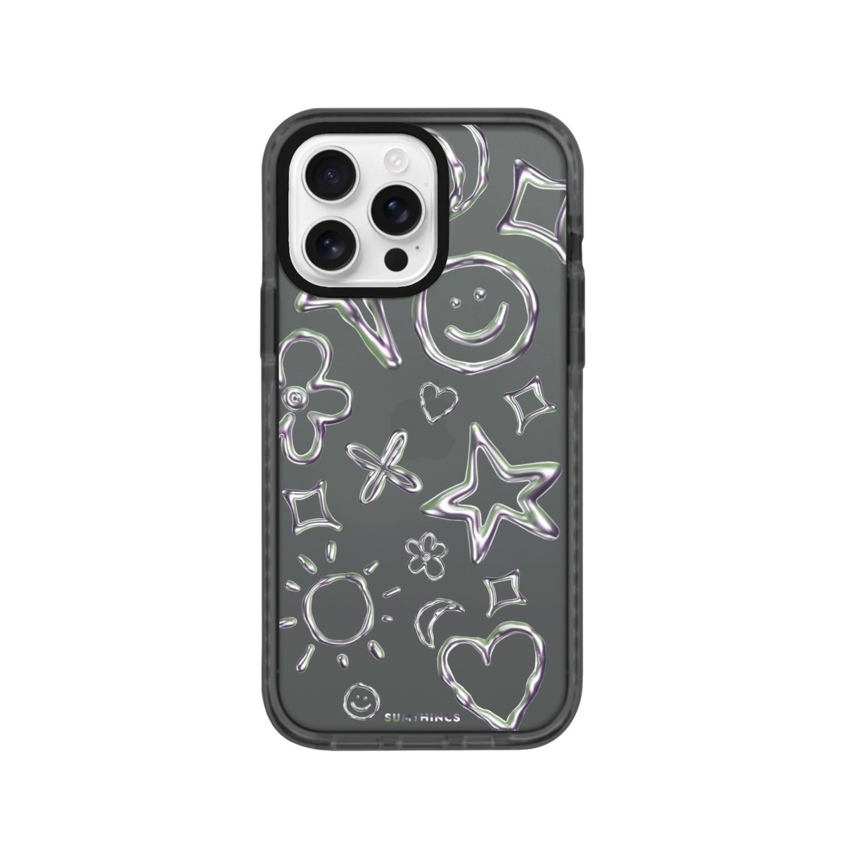 iPhone 16 Pro Silver Doodles Procase Şeffaf Telefon Kılıfı Antrasit - SUMTHINCS