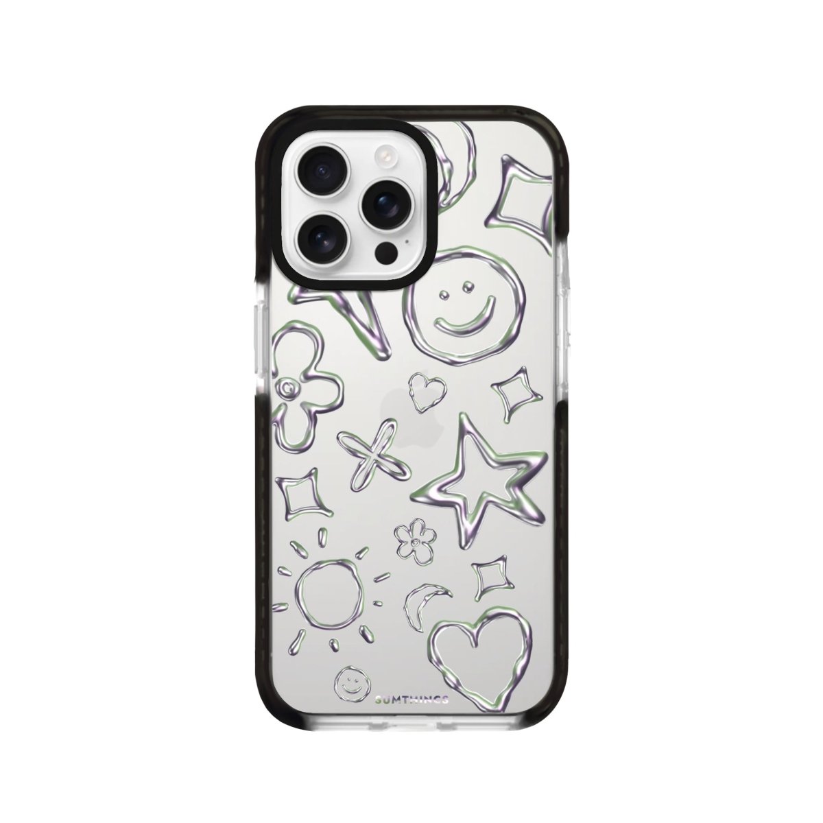 iPhone 16 Pro Silver Doodles Procase Şeffaf Telefon Kılıfı Siyah Şeffaf - SUMTHINCS