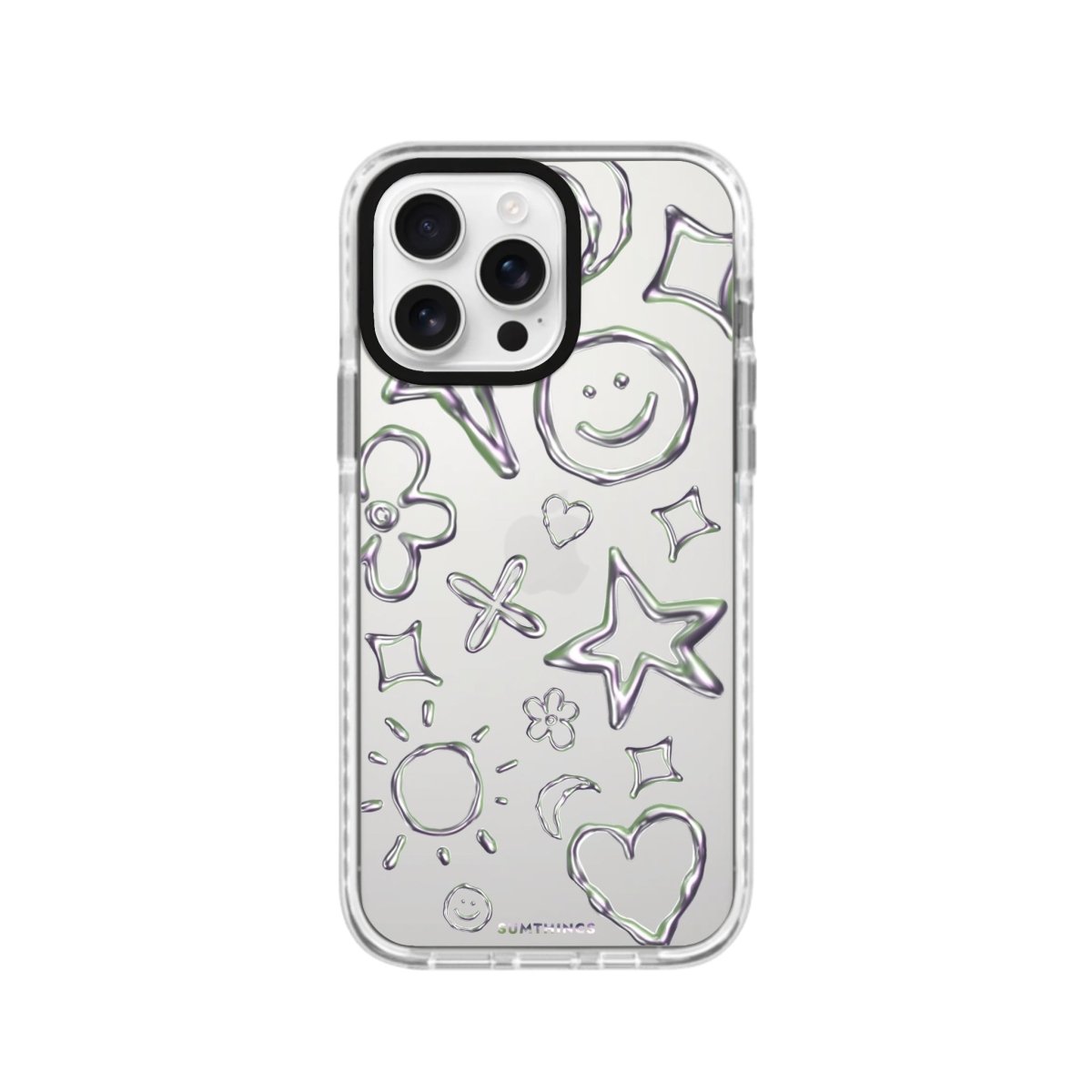 iPhone 16 Pro Silver Doodles Procase Şeffaf Telefon Kılıfı Beyaz Şeffaf - SUMTHINCS