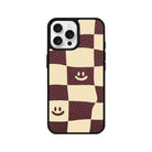 iPhone 16 Pro Smiling Check Leather Vegan Deri Telefon Kılıfı - SUMTHINCS