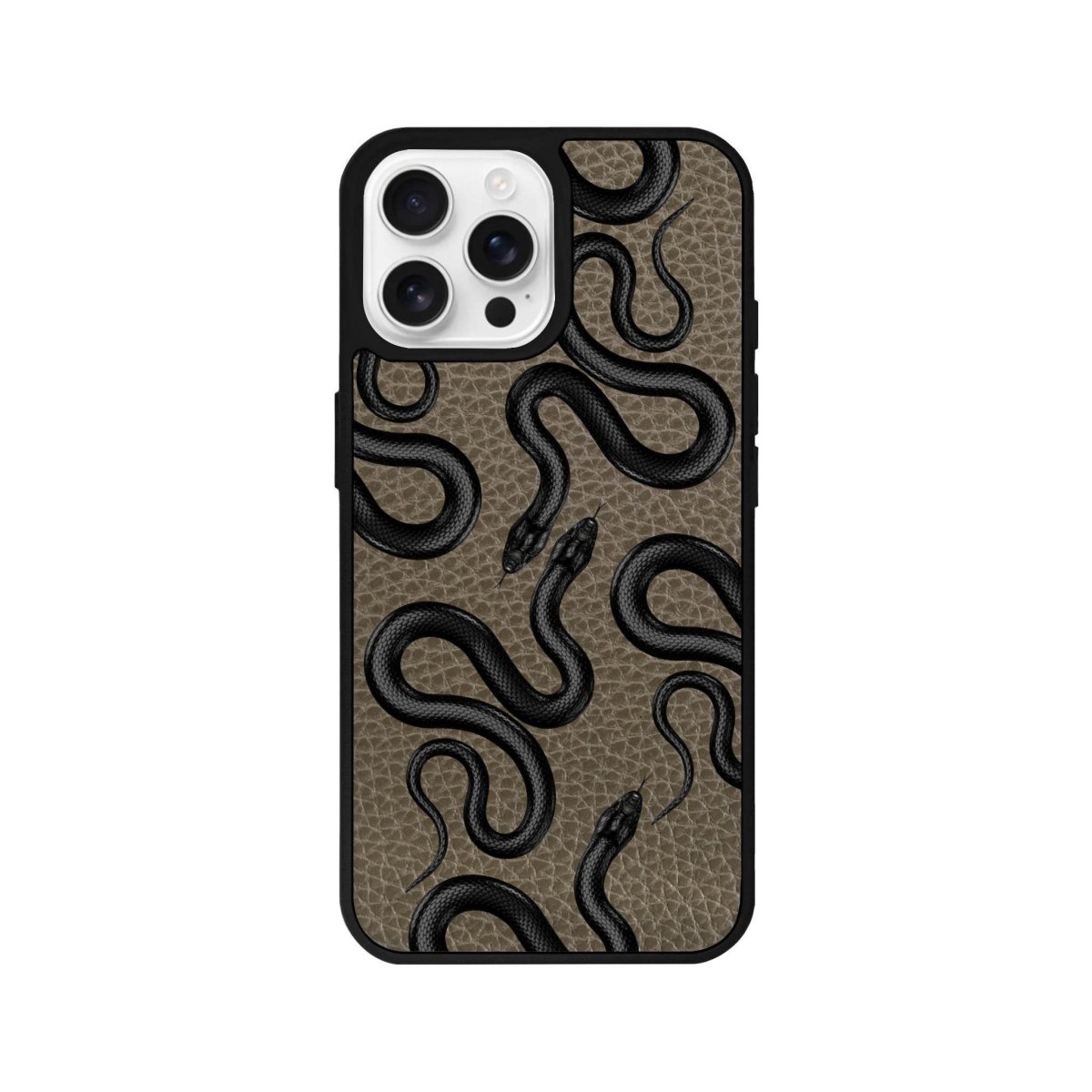 iPhone 16 Pro Snakes Leather Vegan Deri Telefon Kılıfı Haki - SUMTHINCS