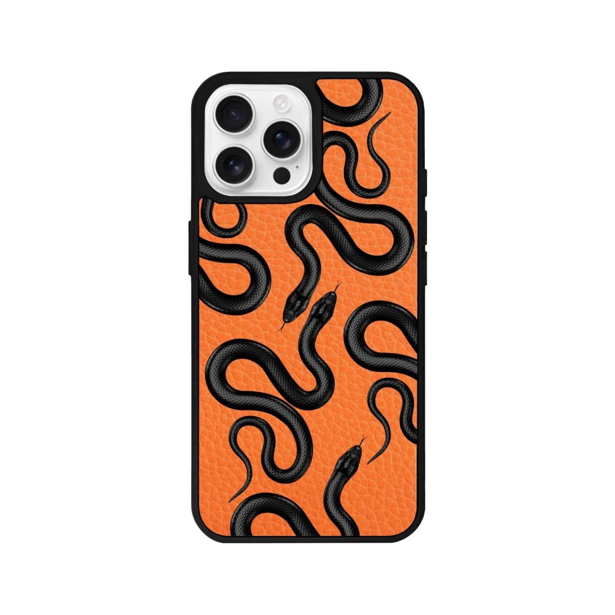 iPhone 16 Pro Snakes Leather Vegan Deri Telefon Kılıfı Turuncu - SUMTHINCS