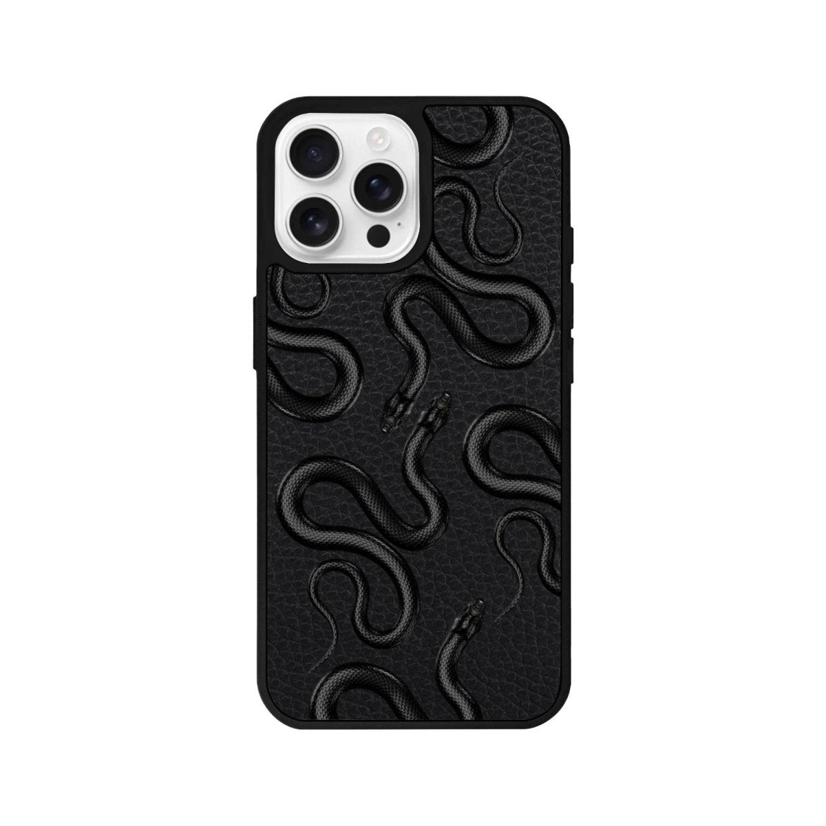 iPhone 16 Pro Snakes Leather Vegan Deri Telefon Kılıfı Siyah - SUMTHINCS