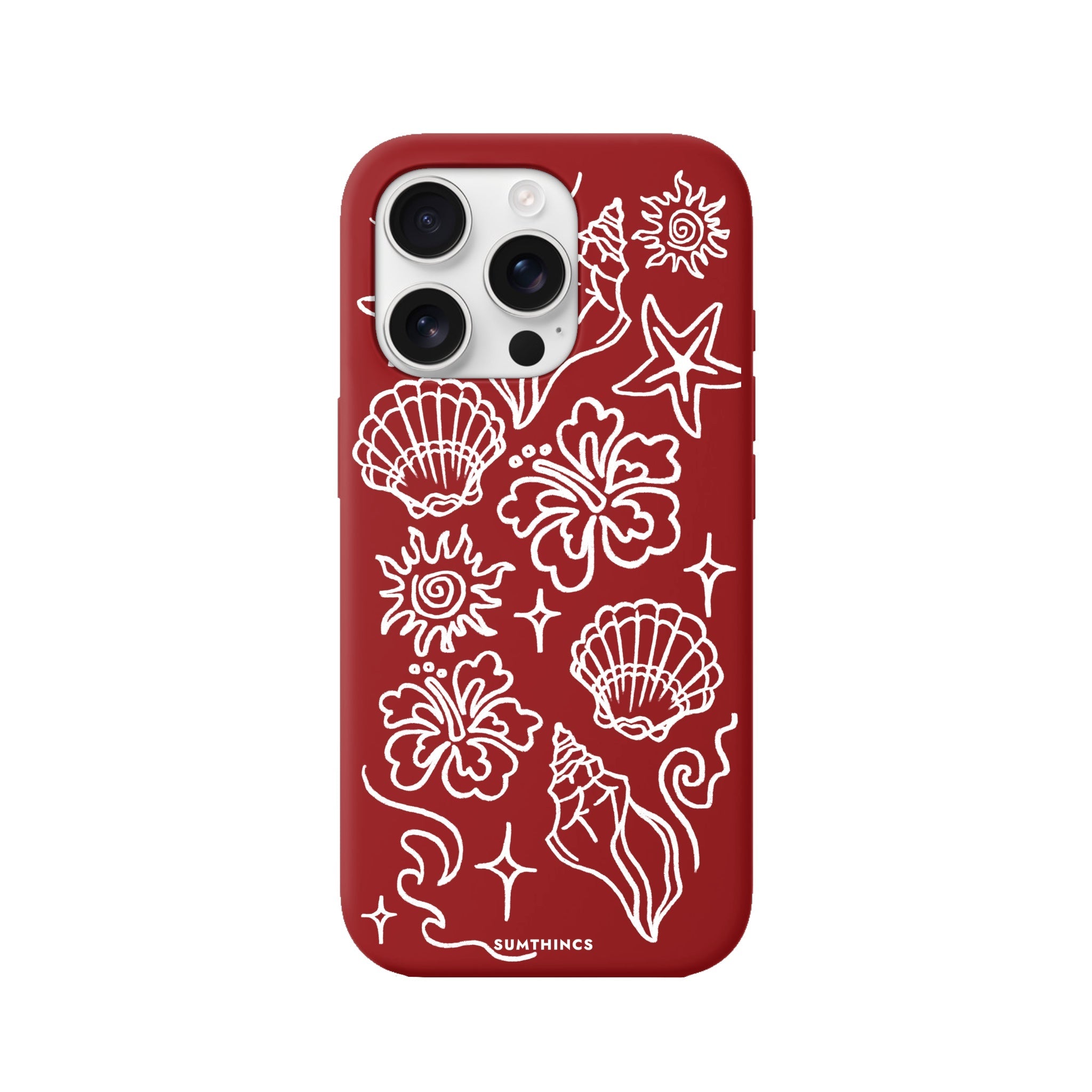 iPhone 16 Pro Summer Sketch Premium Telefon Kılıfı Kırmızı - SUMTHINCS