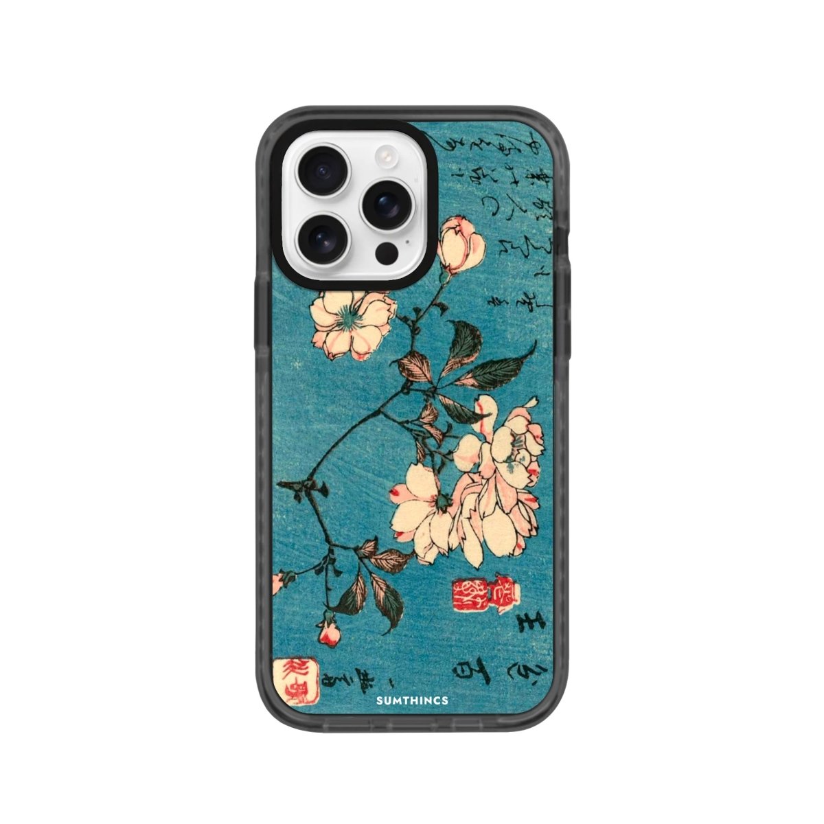 iPhone 16 Pro Vintage Sakura Procase Şeffaf Telefon Kılıfı Antrasit - SUMTHINCS