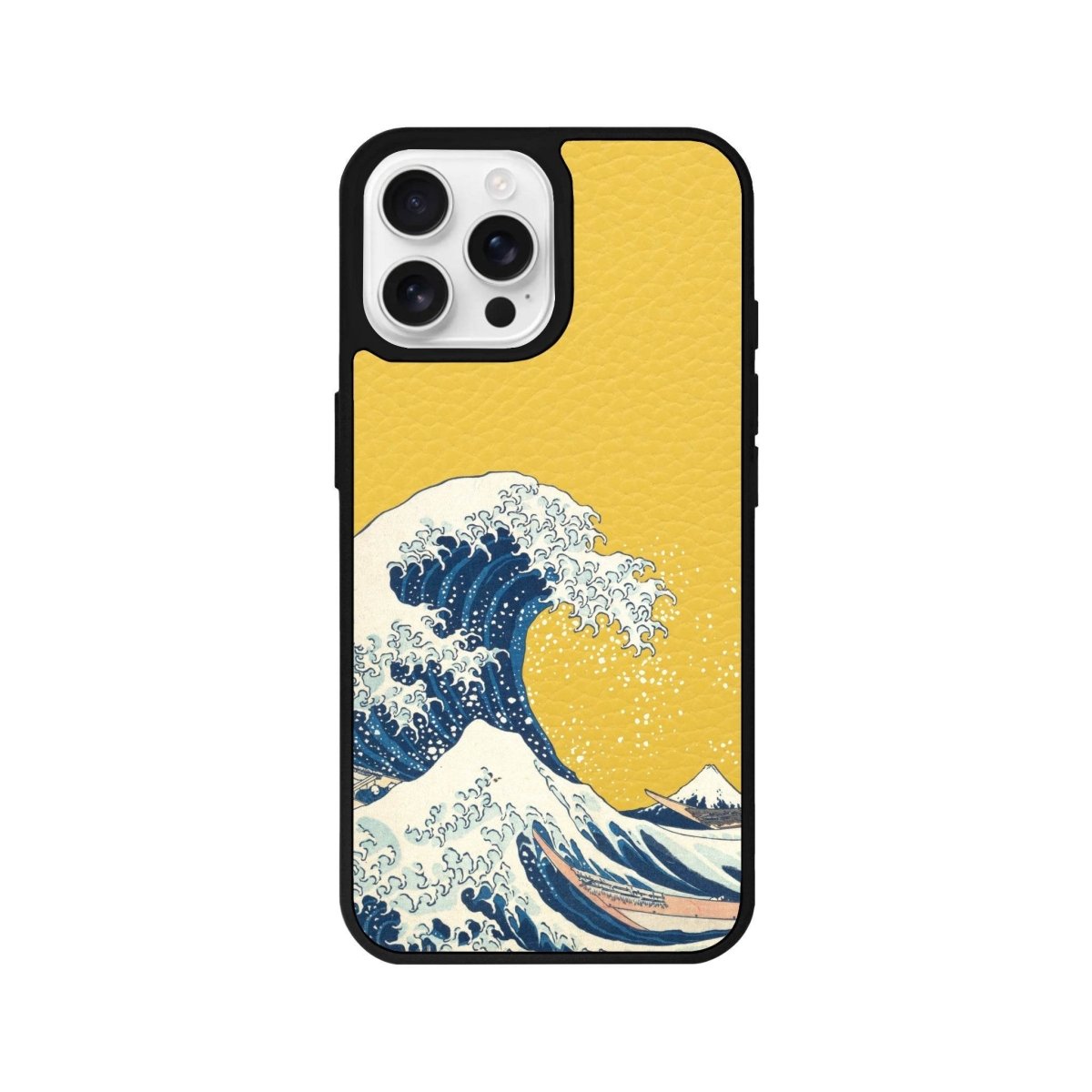 iPhone 16 Pro Waves Leather Vegan Deri Telefon Kılıfı Sarı - SUMTHINCS