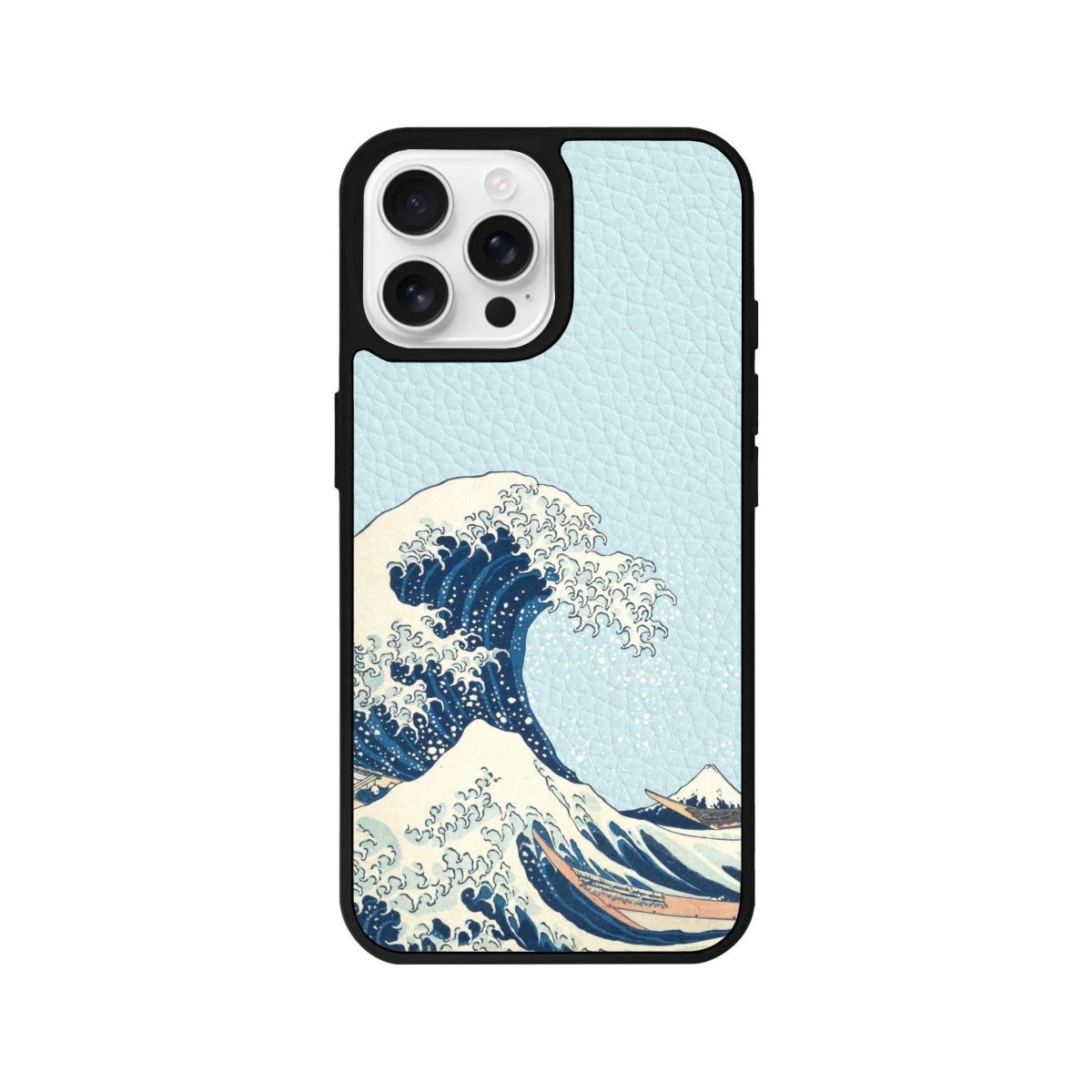 iPhone 16 Pro Waves Leather Vegan Deri Telefon Kılıfı Açık Mavi - SUMTHINCS