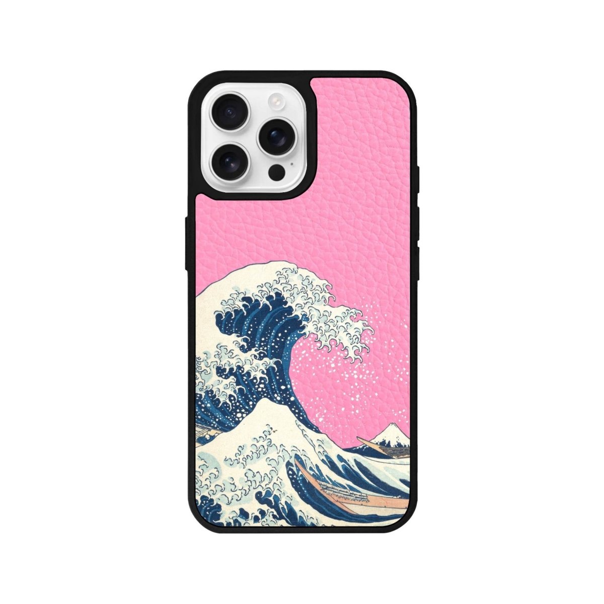 iPhone 16 Pro Waves Leather Vegan Deri Telefon Kılıfı Pembe - SUMTHINCS