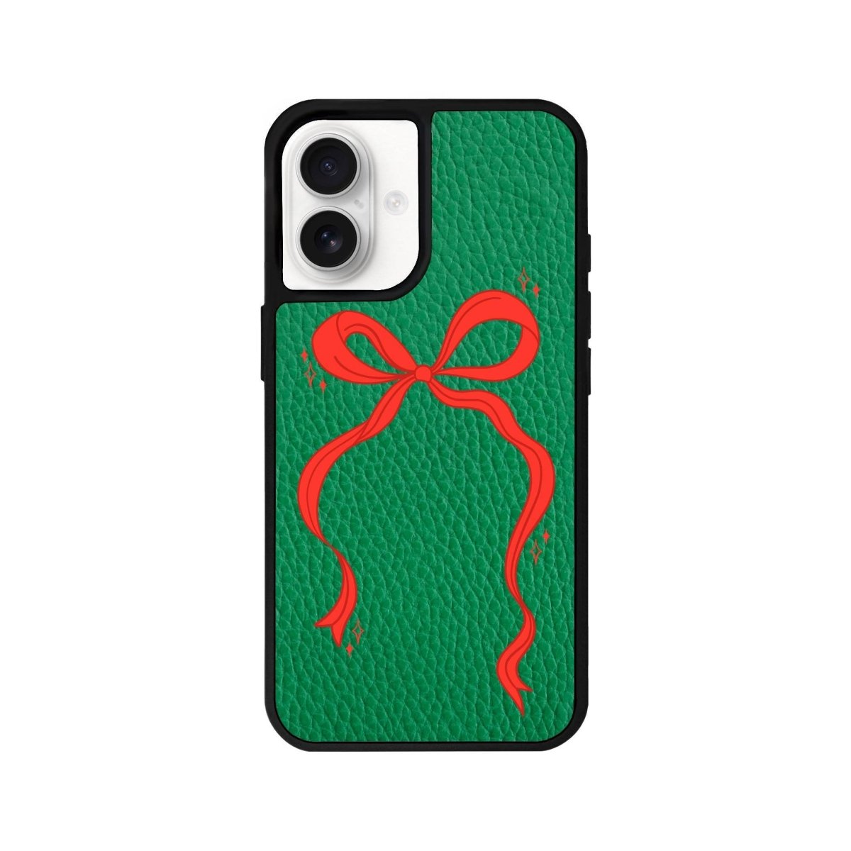 iPhone 16 Red Bow Leather Vegan Deri Telefon Kılıfı Yeşil - SUMTHINCS