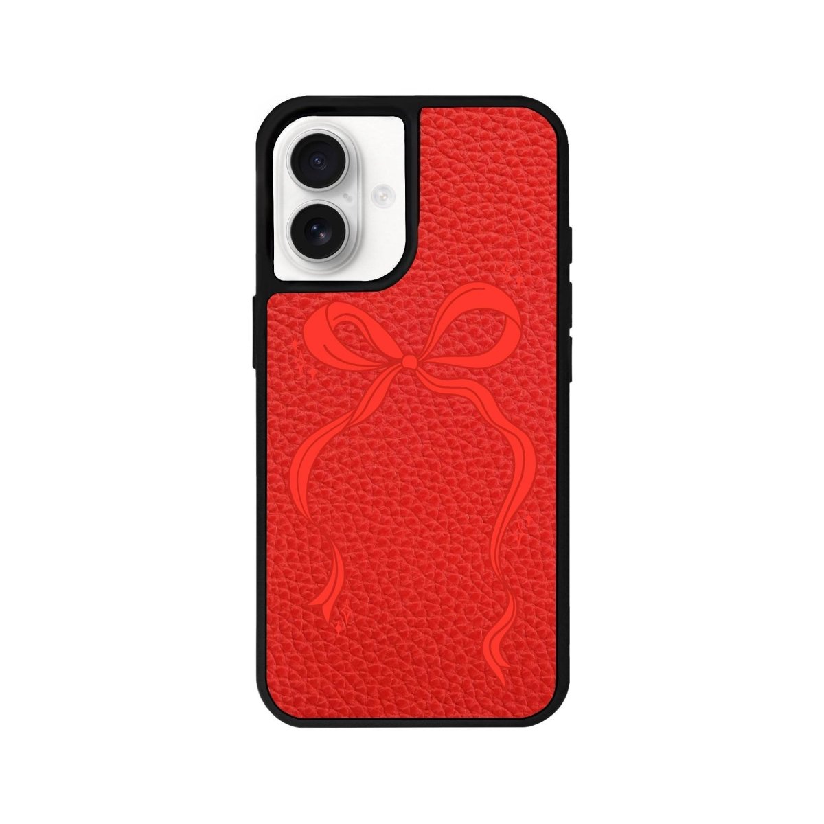 iPhone 16 Red Bow Leather Vegan Deri Telefon Kılıfı Kırmızı - SUMTHINCS