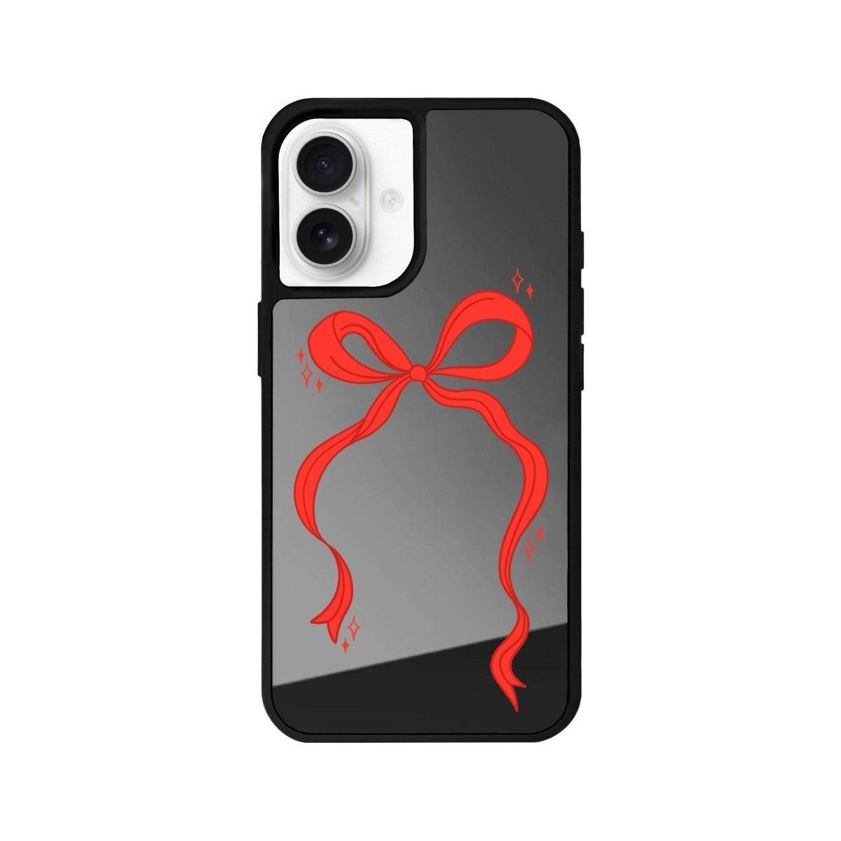 iPhone 16 Red Bow Mirror Aynalı Telefon Kılıfı Antrasit - SUMTHINCS