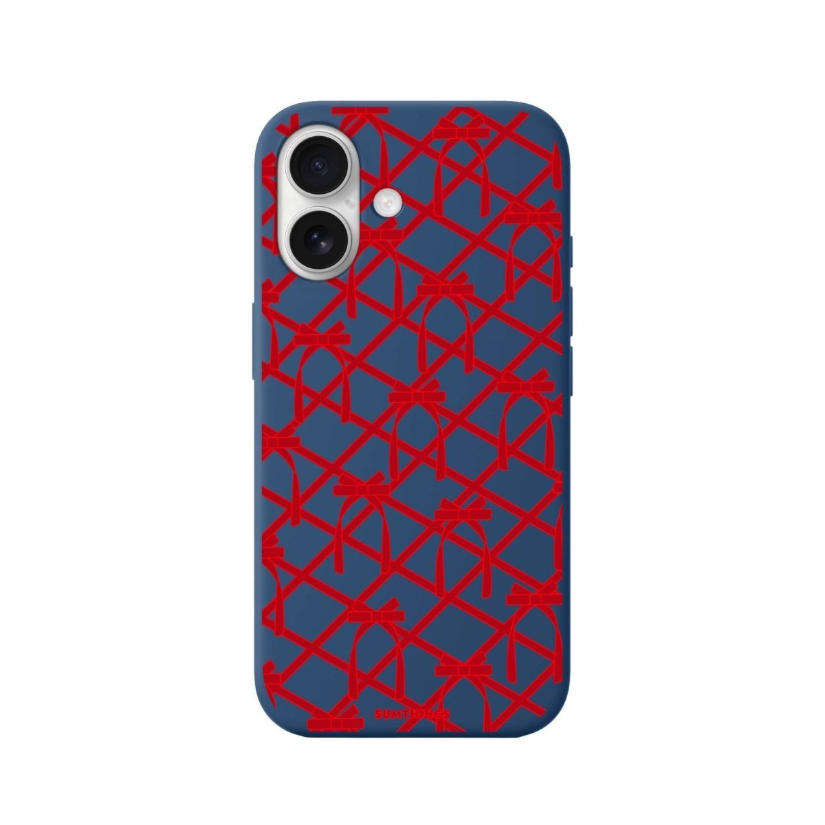 iPhone 16 Ribbon Grid Premium Telefon Kılıfı Pasifik Mavi - SUMTHINCS