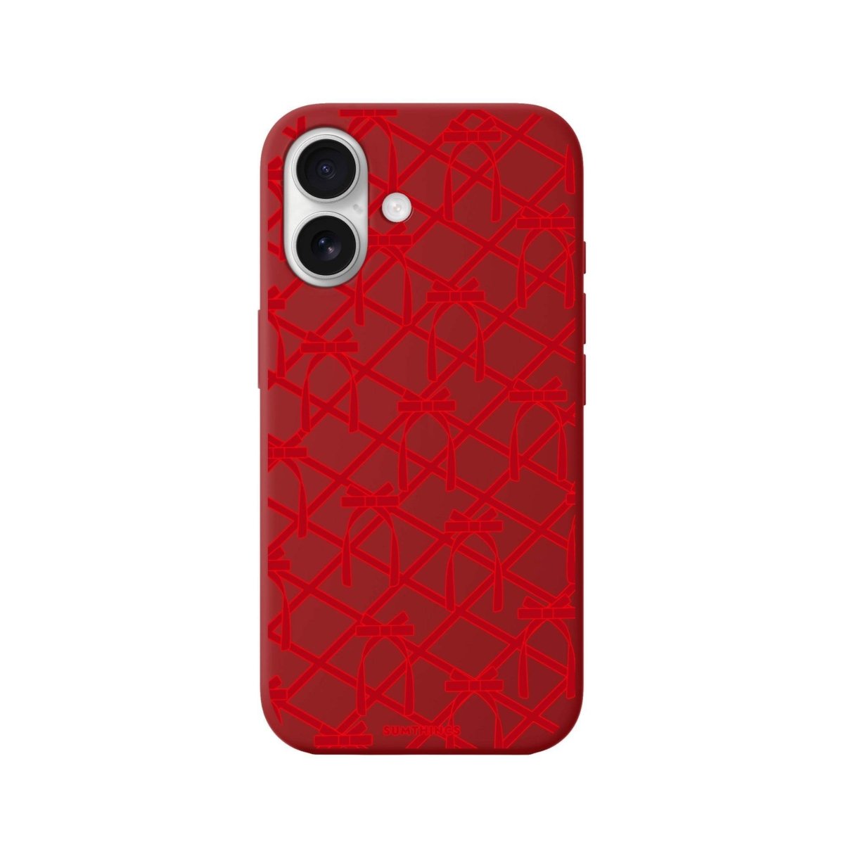 iPhone 16 Ribbon Grid Premium Telefon Kılıfı Kırmızı - SUMTHINCS