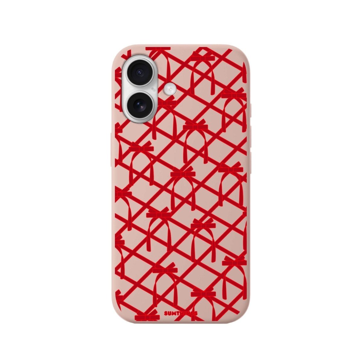 iPhone 16 Ribbon Grid Premium Telefon Kılıfı Bej - SUMTHINCS