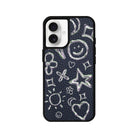 iPhone 16 Silver Doodles Leather Vegan Deri Telefon Kılıfı - SUMTHINCS