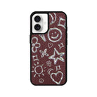 iPhone 16 Silver Doodles Leather Vegan Deri Telefon Kılıfı - SUMTHINCS