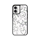 iPhone 16 Silver Doodles Leather Vegan Deri Telefon Kılıfı - SUMTHINCS