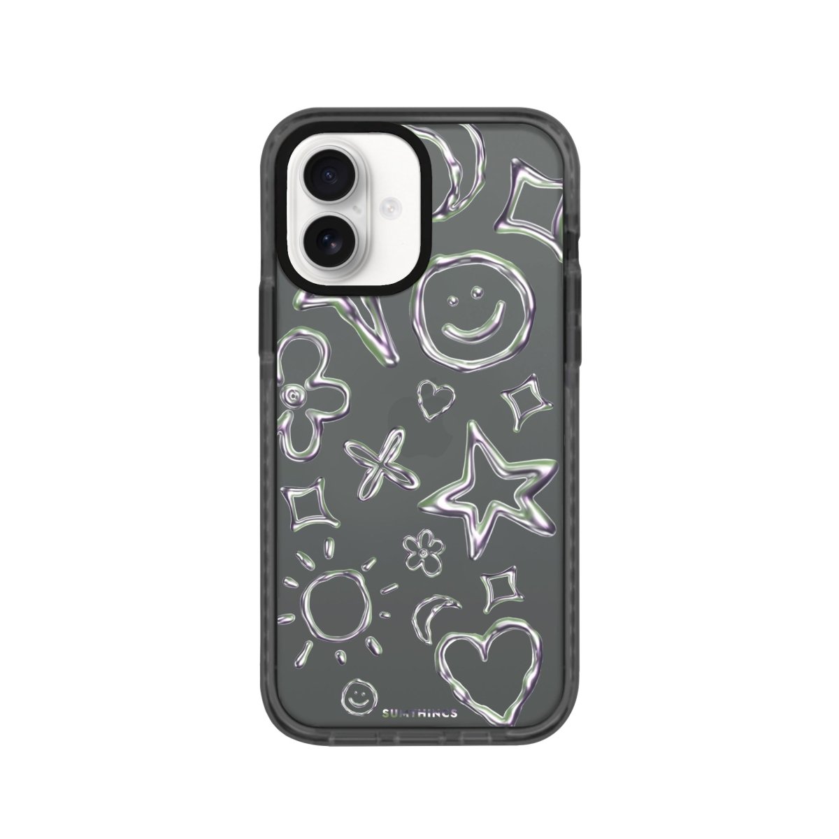 iPhone 16 Silver Doodles Procase Şeffaf Telefon Kılıfı Antrasit - SUMTHINCS