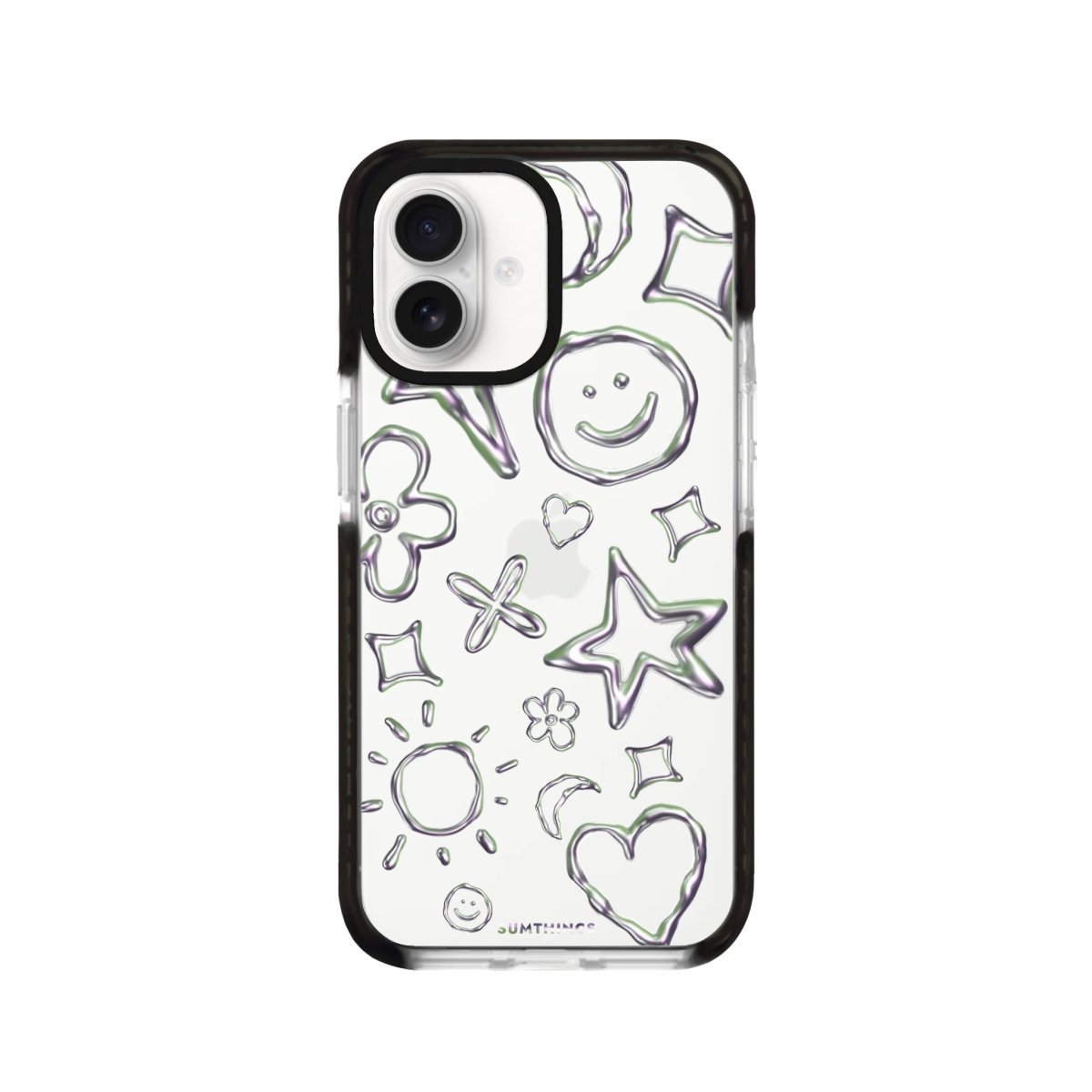 iPhone 16 Silver Doodles Procase Şeffaf Telefon Kılıfı Siyah Şeffaf - SUMTHINCS