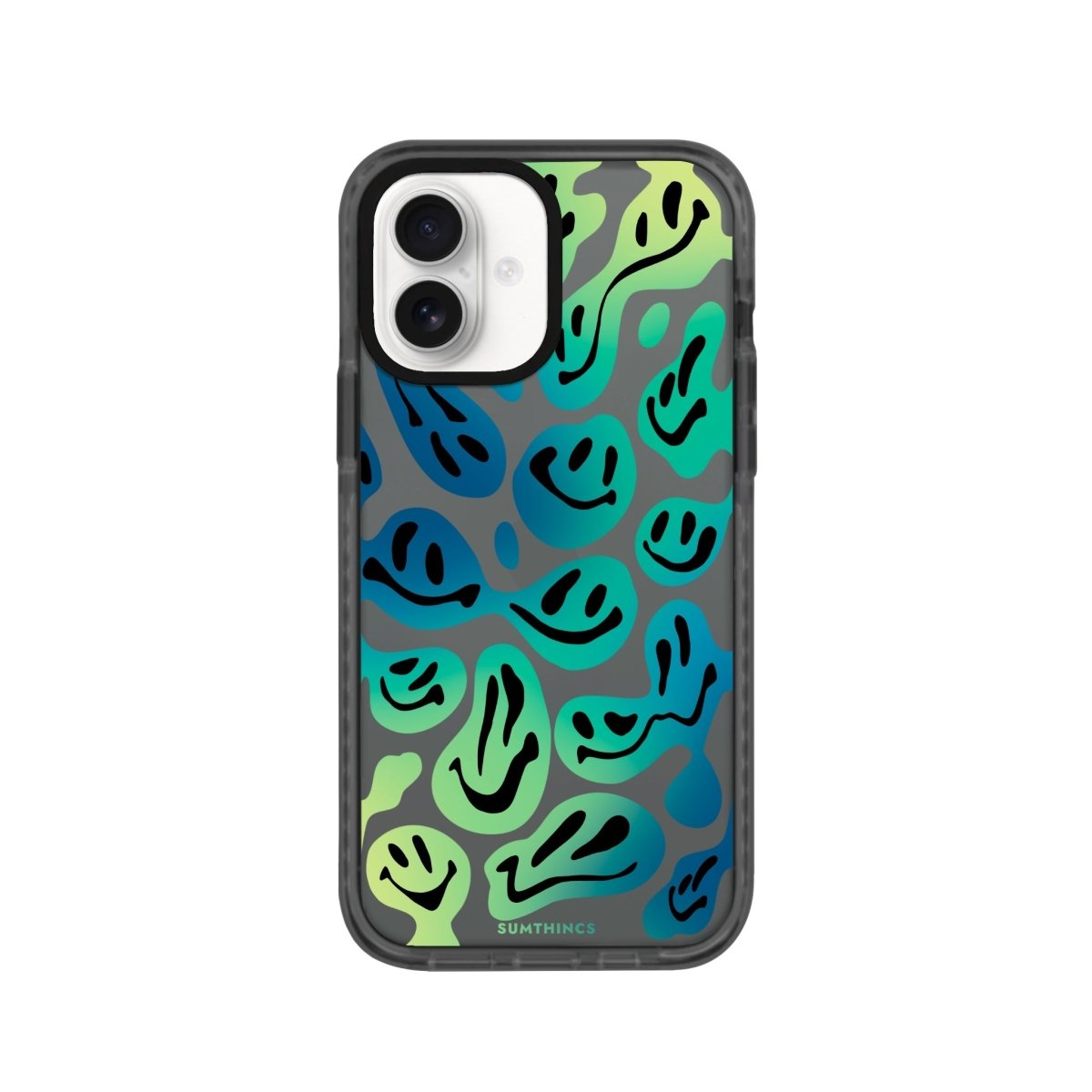 iPhone 16 Smiley Procase Şeffaf Telefon Kılıfı Antrasit - SUMTHINCS