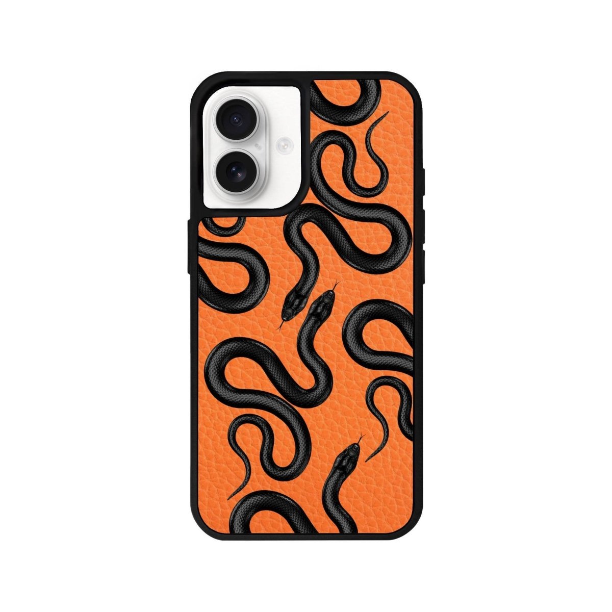iPhone 16 Snakes Leather Vegan Deri Telefon Kılıfı Turuncu - SUMTHINCS