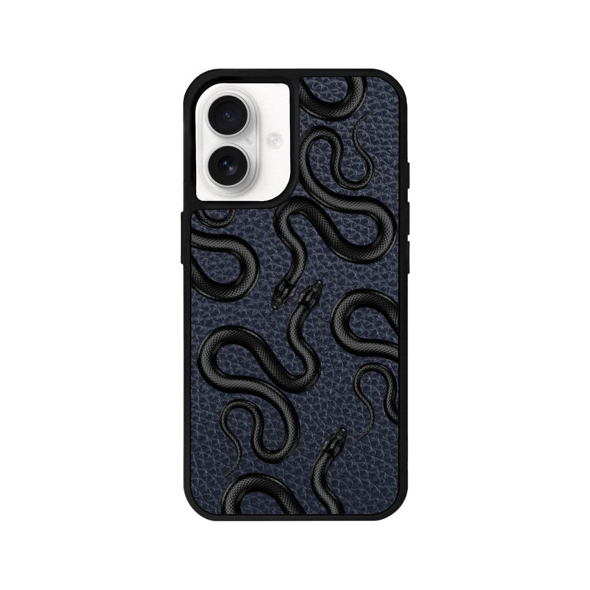iPhone 16 Snakes Leather Vegan Deri Telefon Kılıfı Pasifik Mavi - SUMTHINCS