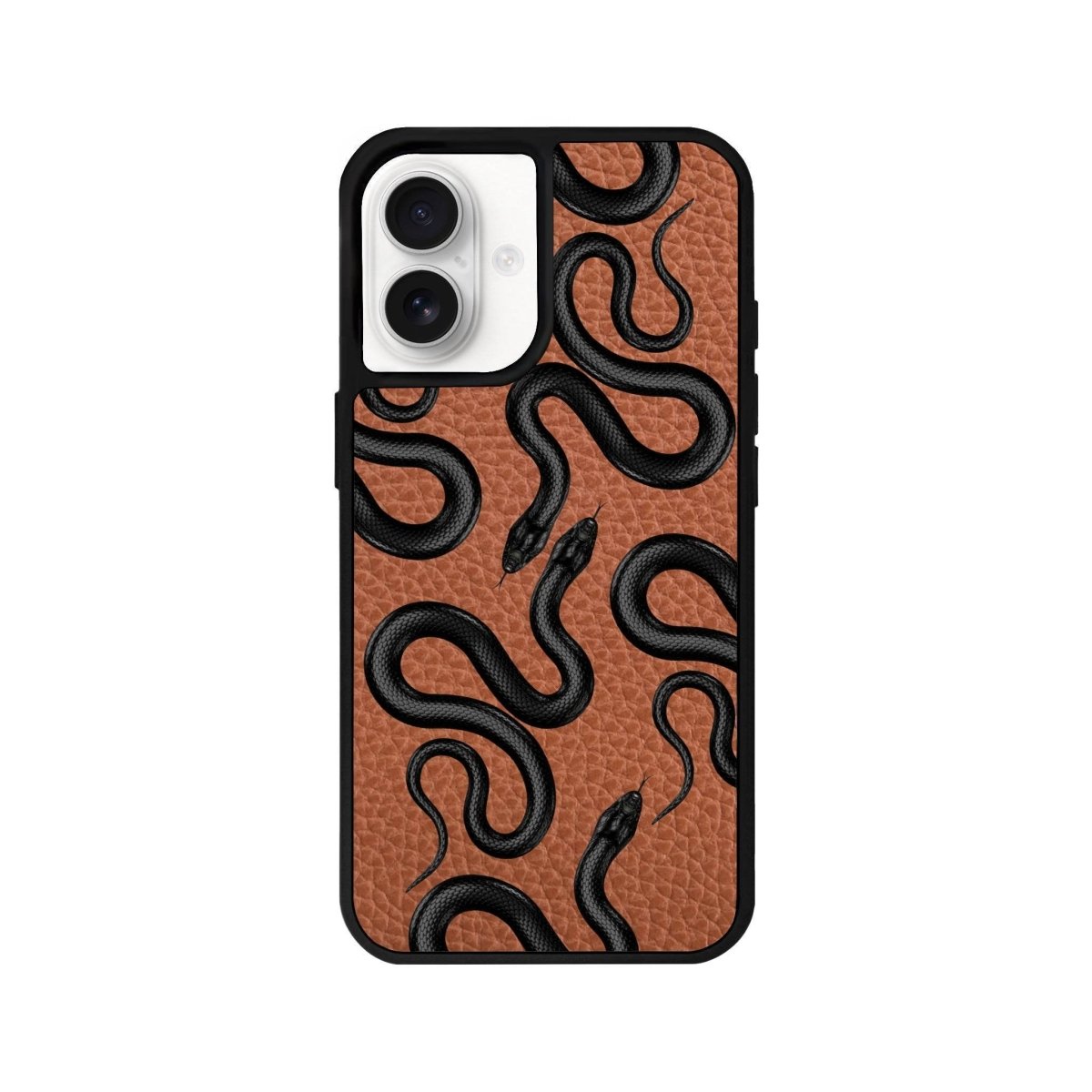 iPhone 16 Snakes Leather Vegan Deri Telefon Kılıfı Kahverengi - SUMTHINCS