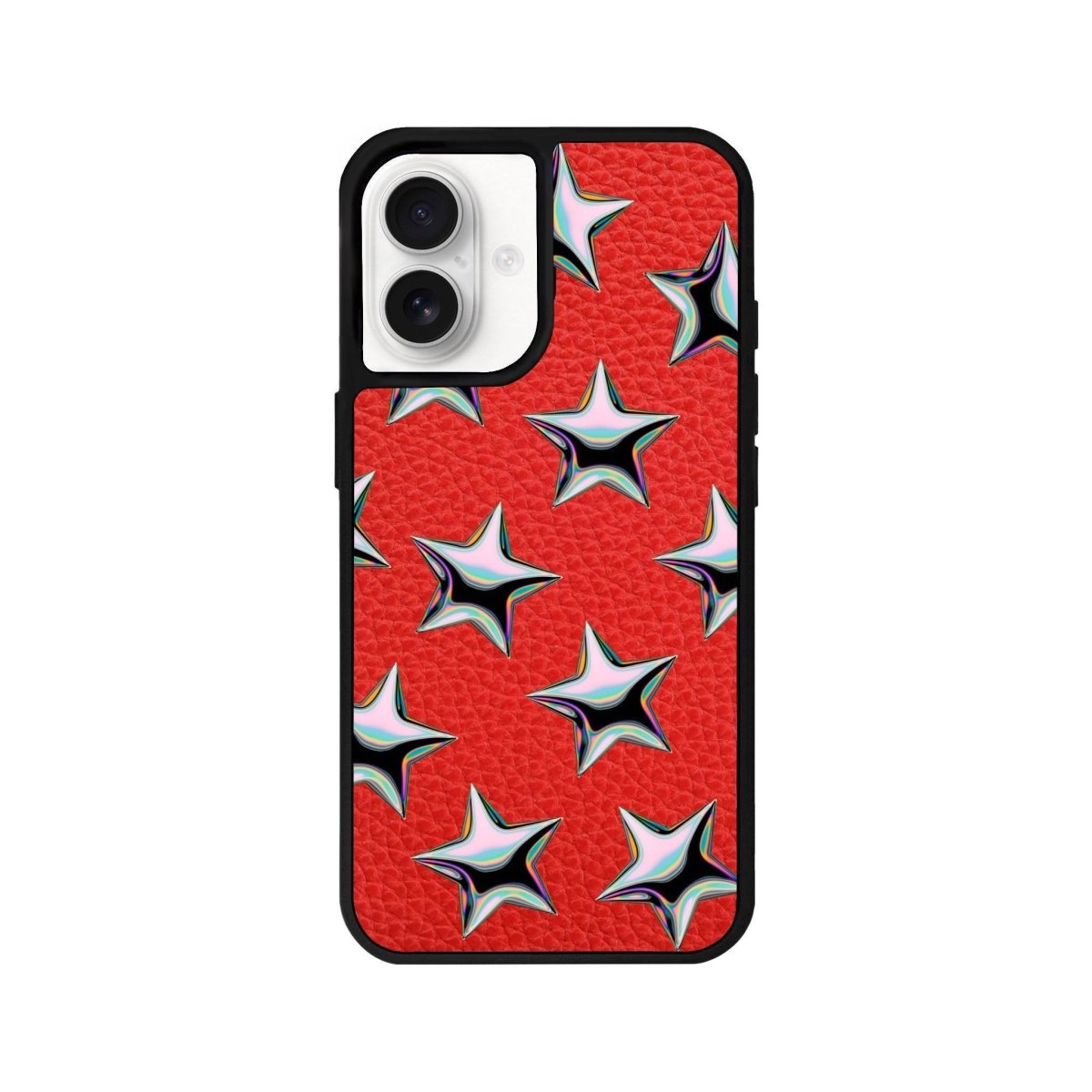 iPhone 16 Stars Leather Vegan Deri Telefon Kılıfı Kırmızı - SUMTHINCS