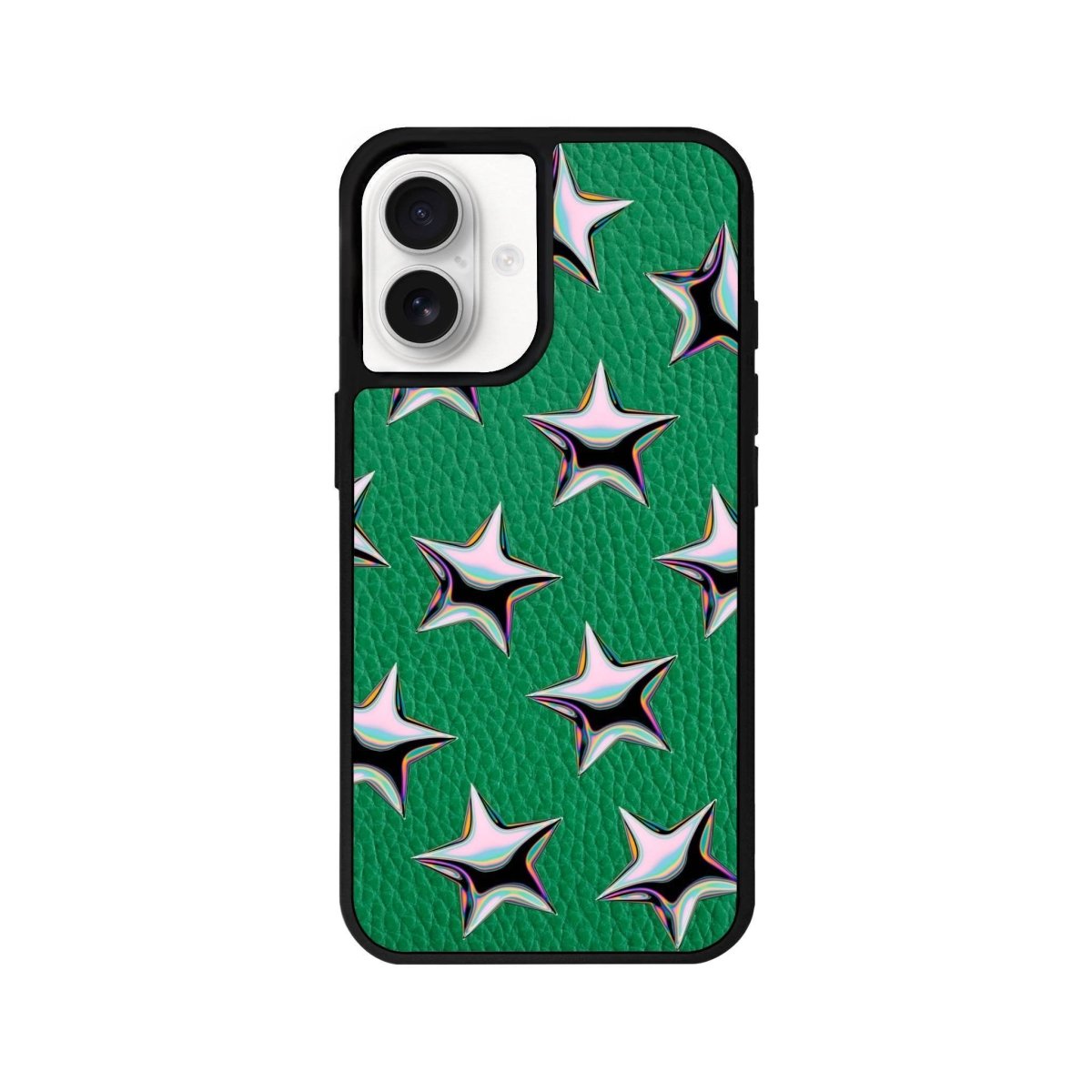iPhone 16 Stars Leather Vegan Deri Telefon Kılıfı Yeşil - SUMTHINCS